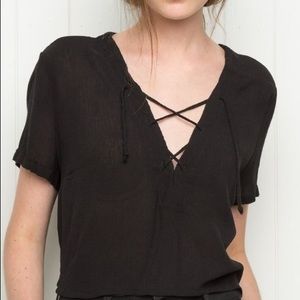 Brandy Melville Lace Up Crop Top | Black